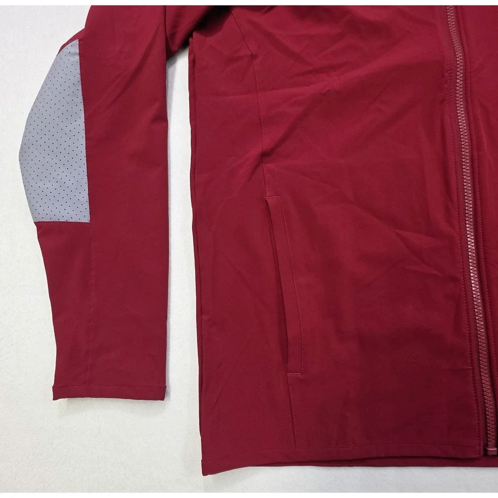 Under Armour Jacket Mens M Gray Maroon‎ Full Zip Water-Resistant Windbreaker